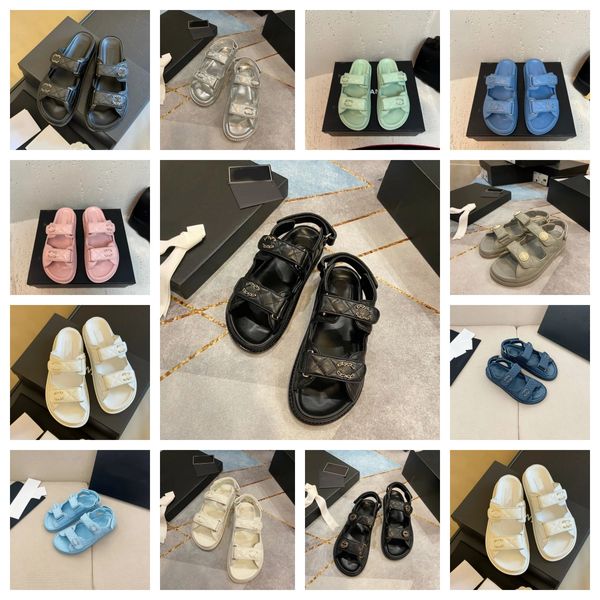 Designer Chanells Sandales Femmes Femmes Sandale Sandale Flat Slipper Sliders Chaussures Bas de basses Flip Flip Summer Sandale Sandale en cuir réel Top Qualité