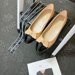 Diseñador Chanells zapatos de marca diseñadora de ballet negro zapatos zapatos para mujeres acolchadas resbate de cuero genuino en bailarina de lujo damas vestidos zapatos hospital