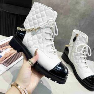 Designer Channel Bottes Chaussures Nude Noir Bout Pointu Talon Mi Long Bottes Courtes Chaussures mee