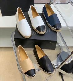 Designer Channel Schoenen 100% Leren Loafers Visser Espadrilles Schoenen Dames Luxe Cap Teen Echt Leer Quilten Puur Hand Naaien Flats Geklede Schoenen Maat 35-42