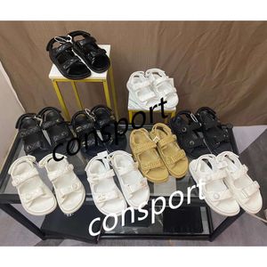 Designer channel Sandalen Hoge kwaliteit Dames Slides Kristal Kalfsleer Casual schoenen gewatteerd Platform Zomer Enkelbandje Strandgesp Slipper 35-41