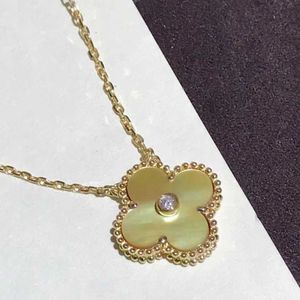 Diseñador Charm 925 Sterling Silver Van Golden Shell Clover Collar para mujeres Cinturón de oro de 18 km Fritillaria Joya de césped de hierba de la suerte
