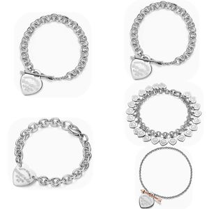 Bracelets de charme de concepteur pour femme 925 carte en forme de coeur en argent sterling chaîne épaisse série T senior diamant flèche amour pendentif bracelet fête bijoux cadeaux