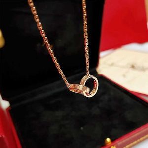 Designer Charm Carter Dubbele ring ketting 925 Sterling Silvertated 18K Gouden gesp ketting hanger sleutelbeen ketting