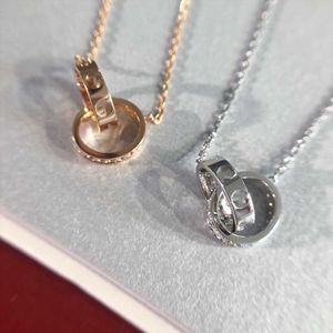 Designer Charm Carter Dubbele ring ketting dames v goud hoge versie vergulde 18k roos volle diamanten kraagketen veelzijdige licht luxe live uitzending