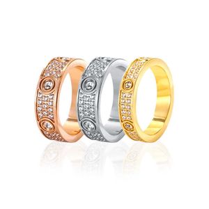 Charme de créateur Carter Ring Full Sky Star 18k Gold Couple Titanium Steel Diamond Love