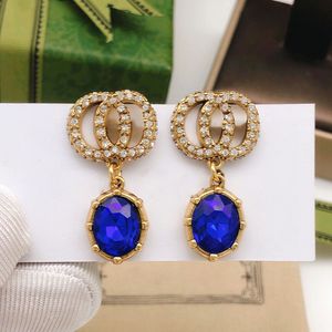 Designer Charm Oorbellen Vrouwen Diamanten Oorbellen Elegante Retro Gouden Sieraden Luxe Stud Earring Lady Jewlery Studs Hoop Dangle Earing 237061C