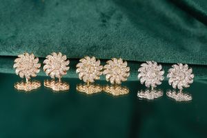 Designer charm oorbellen vrouwen mode full crystal sun flower l stud luxurys sieraden legering 925 zilveren naald kwaliteit verjaardagscadeau feestje