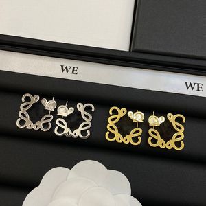 Pendientes con dijes de diseñador, aretes con letras para mujer, joyería de oro geométrica de moda, aretes colgantes de lujo para mujer, aretes de joyería de plata 238252C