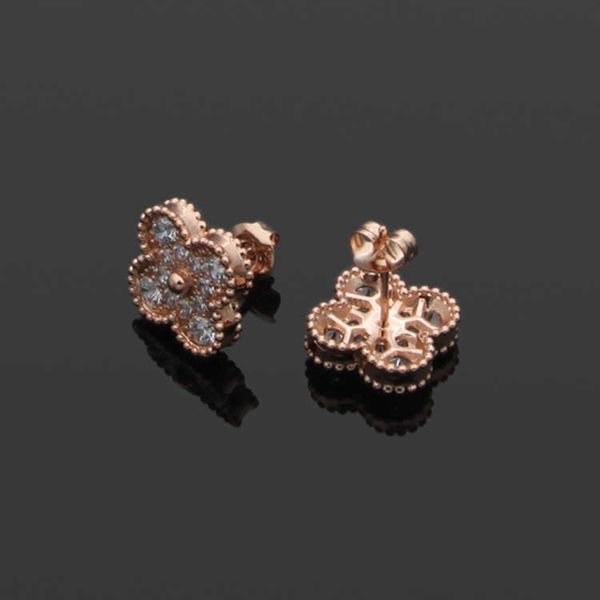 Designer Charm High Edition Van Classic Clover S925 SERPLAIS SIRGLE FULL MINI Mini boucles d'oreilles pour femmes