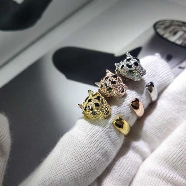 Charme de créateur JXJ.S925 SERRING Silver Carter Black Dot Leopard Open Ring Fomens Personnalité luxueuse polyvalente