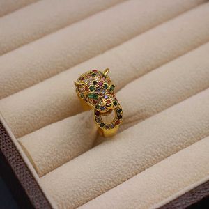 Designer Charm Nieuw type Ring Leopard Wax ingelegd met kleurrijke zirconia carter sieraden zware industrie verstelbare opening