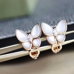 Designer Charm Van Butterfly Ear Pat oorbellen goud dik vergulde 18k rose beimu hoogwaardige accessoires voor vrouwen sieraden
