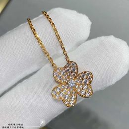 Designer Charm Van Clover Full Diamond Necklace 925 Puur verzilverde 18k gouden bloem hanger kraagketens sieraden