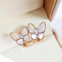 Designer Charm Van White Beimu vlinder oorbellen 925 Sterling verzilverd met 18k gouden sieraden