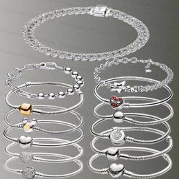 Diseñador Charms Bracelets for Women Diamond 925 Cadena de plata Diy Fit Pandoras Tamaño de alta calidad 16-21 cm Joya de joyería con caja original