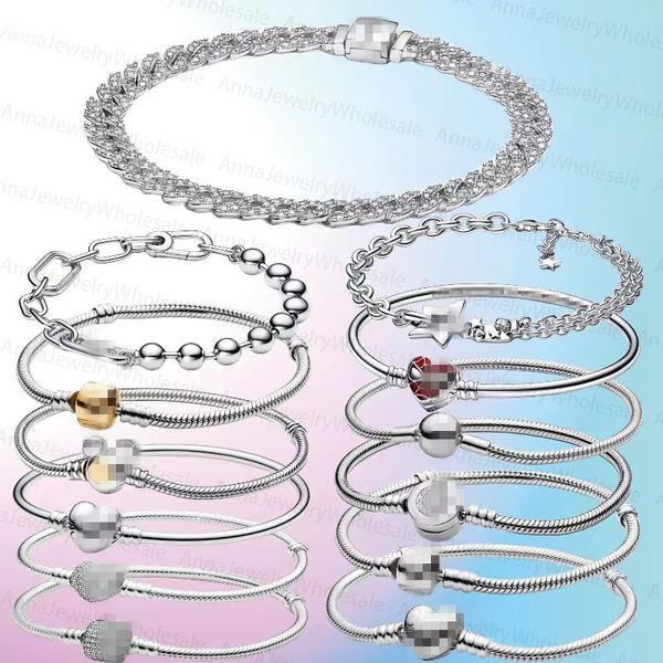 Designer Charms Bracelets for Women Diamond 925 Silver Chain Diy Fit Pandoras Luxury High Quality Taille 16-21cm Bracelet Bijoux Gift avec boîte d'origine