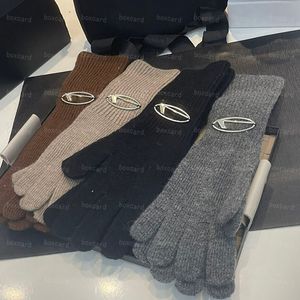 Gants tricotés chics de styliste pour femmes, automne hiver, doux et chauds, gants à cinq doigts