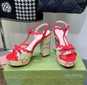 Sandales d'épissage tressées de style chinois, sandales à talons hauts de 15,5 cm, table étanche de 5 cm avec boîte