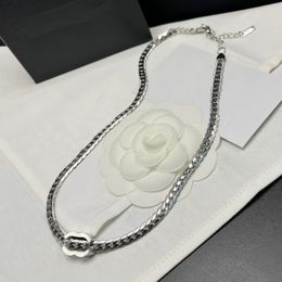 Collier ras du cou de créateur avec chaîne serpent pour femmes, logo de marque correct, plaqué argent, en acier inoxydable, cadeau de mode, cadeaux de style de luxe, famille, ami, couple