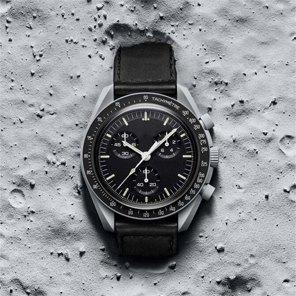 Diseñador CIOCERAMIC Planet Moon Relojes para hombre Reloj deportivo negro Relojes de nailon de 42 mm Reloj de cuarzo Relogio masculino Inoxidable Sapphir233I