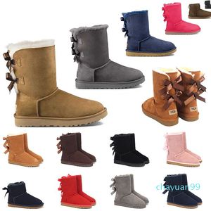 Designer Classic Australia Women Snow Boots Hotselling Satin Boots Chestnut Booties Ankle Short Bow Fur Boot Winter 36-41