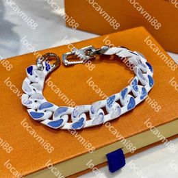 Designer Classique Bambou Chaîne Style Cubain Trempé Bracelet 21cm Presbytie Bleu Ciel Blanc Nuage Couple Hommes et Femmes Styles avec boîte
