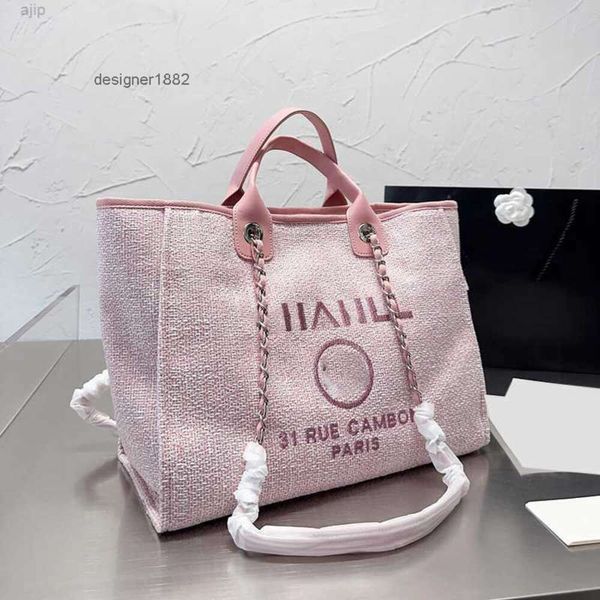 Designer Classic C Marque Tote Beach Shopping Cavan Deauville Chaîne Poignée supérieure Grande capacité Rose Femmes Deux Tons Bagages Sac à main de luxe Voyage en plein air Vacances