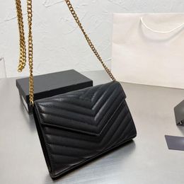 Mode Dame Keten Schoudertas Crossbody Tas Echt lederen clutch voor dames Klassieke Y-vorm Designer Kaviaar Handtas Winkelen Cosmetisch Enveloptassen Portemonnee Portemonnee