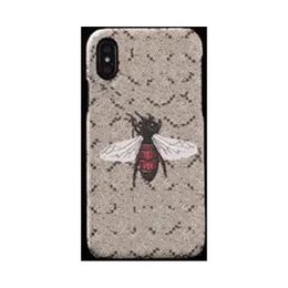 Étuis de téléphone portable classiques de concepteur pour Apple iPhone 14 Plus 13 12 11 Pro Max Samsung S23 S22 S21 Note 20 Couvertures arrière mobiles en cuir PU ultra luxe Coques Fundas Abeille grise