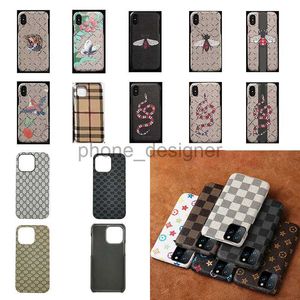Designer Classic Cell Telephone Case pour Apple iPhone 15 Plus 14 13 12 Pro Max S24 S23 S22 Note 20 Ultra Luxury PU Leather Mobile Back Covers Shellas Snake Gray