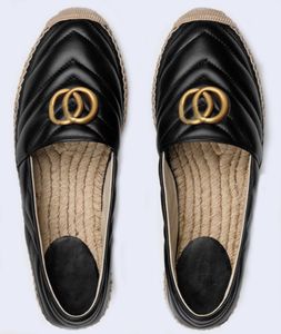 Designer classique dame plate-forme pêcheur chaussures de luxe femmes plates fond de paille chaussure de bateau décontractée boucle en métal 100% cuir dames paresseux mocassins marque chaussures de créateur GGG