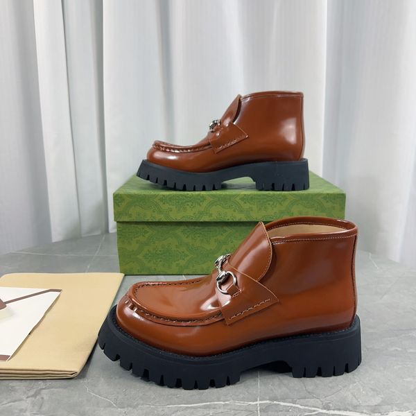 Designer-Klassiker-Loafer-Lederschuhe für Damen, Designer-Slipper mit dicken Sohlen, 3,5 cm, Gummi-Luxus-Fashion-Factory-Schuhe mit Box