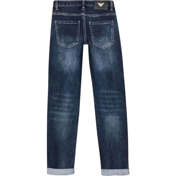 Designer classique luxe hommes imprimé lettre jeans vintage lâche stretch droit lavage résistant à l'usure rangée supérieure patch pantalons décontractés