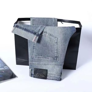 Jean skinny bleu clair pour hommes, classique de styliste, mode classique, pieds slim, décontracté, haut de gamme, jambe droite, pantalon extensible