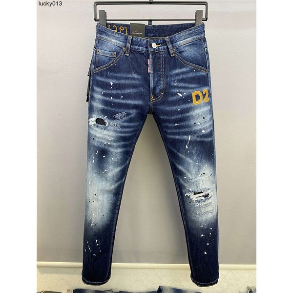 Designer Classic Mens Jeans Knight Boy Jeans Style Slim Stretch Stone Wash Processus Déchiré Taille Asiatique