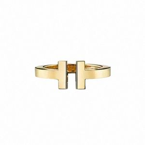 Designer Classic Open Double T Ring Paar Ring 925 Sterling Sier Ring Hoge kwaliteit FI Trend paar Verjaardag T Love Christmas Gift E1R1#