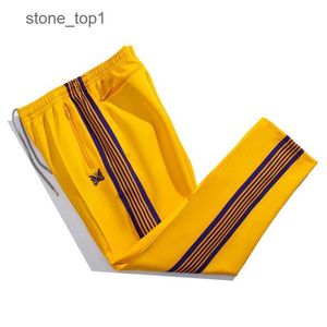 Designer Classic Striped Needles Track Butterfly Pants avec Side Stripes pour hommes et femmes Sports Casual Pants, College Style 10 44SV