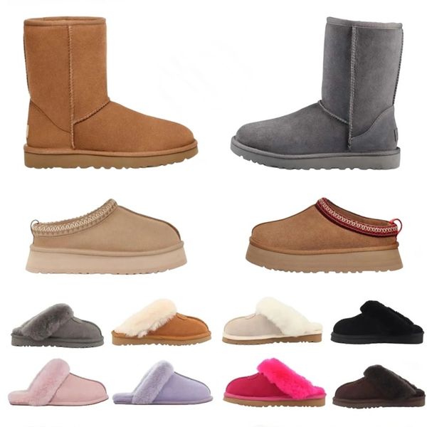 Diseñador Estilo clásico Neumel Botas de nieve australianas Plataforma mullida Mujeres Hombres Botties de lana de alta calidad Zapatos Vellón para calidez Invierno Botas para niños