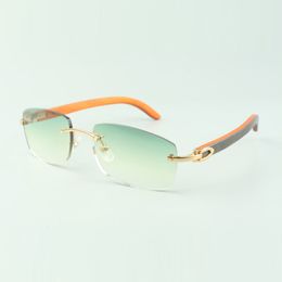 Gafas de sol clásicas de diseñador 3524026 con patas de madera de color naranja, venta directa, tamaño: 56-18-135 mm