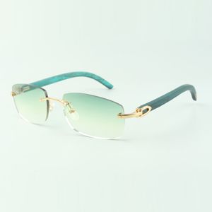 Designer Classic Sunglasses 3524026 met natuurlijke groenblauw houten poten glazen, directe verkoop, grootte: 56-18-135mm