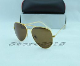 Designer Classic Sunglasses Mens Woes Sun Glasses Fime Gold Brown 58 mm Lentions en verre grand métal 9664384
