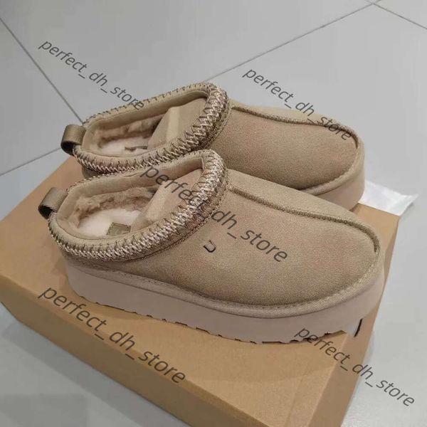 Diseñador clásico Ultra Mini botas botas de nieve plataforma corta mujeres hombres piel piel de oveja Tasman Tazz castaño arena mostaza 999
