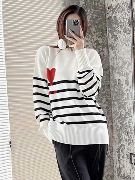 Designer Classique Noir Blanc Stripe Tricoté Pull Pull Coeur Coeur Paris Sweat Hommes Femmes Pull Col Roulé Amour Amoureux Des Vêtements Vendre comme des petits pains chauds Populaire