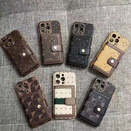 Mooie iPhone-telefoonhoesjes 15 14 13 Pro Max Designer lederen kaartportemonnee Hallo kwaliteit portemonnee 18 17 16 15pro 14pro 13pro 13 12pro 12 11 X Xs 7 8 hoesje met logodoos