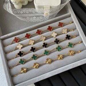 Designer Cleef Braclet Four Leaf Clover Bracelet 2024 Van trèfle bracelet nouveau double face quatre feuilles cinq fleurs femmes bricolage titane acier main bijoux cadeau de luxe fo