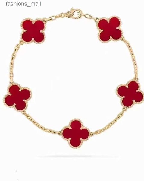 Diseñador Cleef Braclet Pulsera de trébol de cuatro hojas Van Clover Pulsera 2024 Nueva doble cara Fourleaf Cinco flores Mujeres Titanio Acero Joyería de mano Regalos de lujo para G