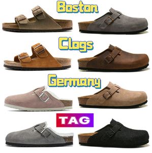 Designer Sabots Sandale femmes Boston Pantoufles Diapositives Allemagne Glissière en fourrure de liège hommes Mocassins Chaussures femmes Cuir Daim Taupe pantoufle Arizona Motion design 63ess