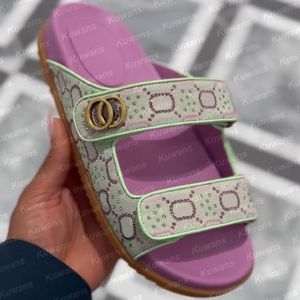 Sandalias de papá de cristal de diseño con toboganes para mujeres con toboganes de mezclilla de mezclilla de mezclilla de mezclilla de doble gama de verano de lujo de lujo de cuero tamaño impermeable 35-42