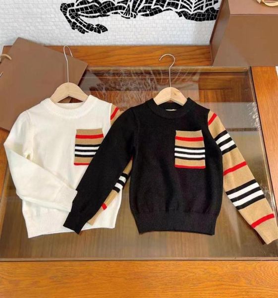 Designer Clothes Boys Pullover Tri tricot Pull Highend Children039s Automne Clothing Kid039 Sweater en cardigan rayé270p9125010